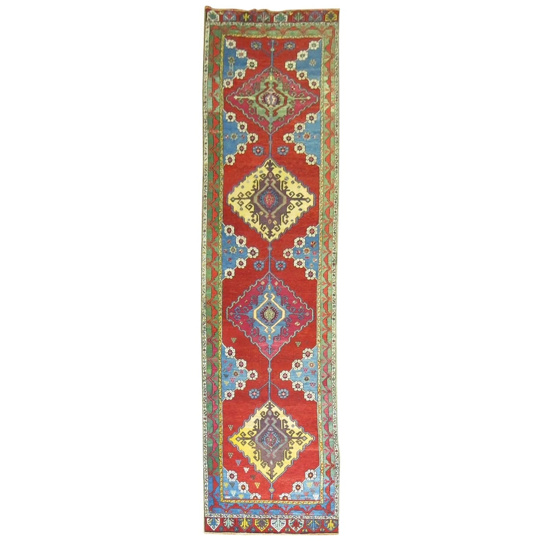 Early 20th Century Turkish Wool Karapinar Kazak Runner 41 x 168 in (1 of 7)
