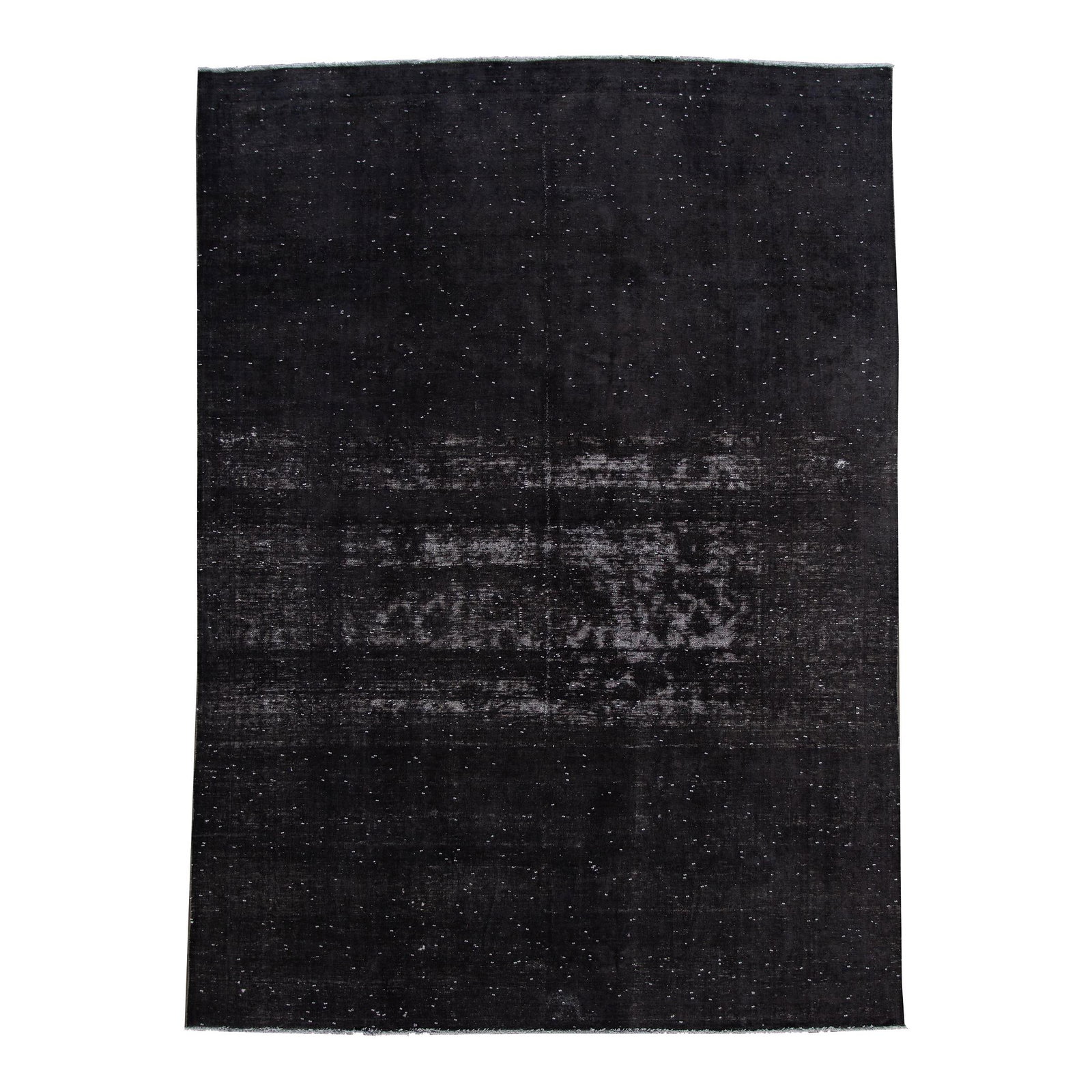 Handmade Vintage Black Wool Rug 8'9" x 12'2" Allover Design: Handmade Vintage Black Wool Rug 8'9" x 12'2" Allover Design Discover the charm of this stunning hand-knotted vintage wool rug featuring a rich black field. The rug showcases a distressed appearance wi