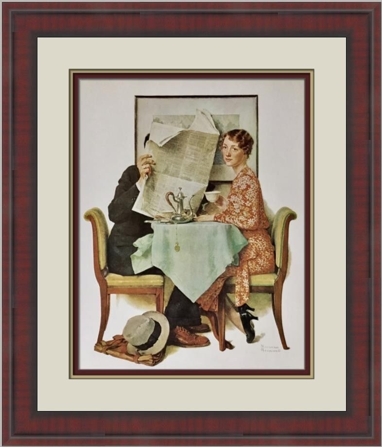 Norman Rockwell Breakfast Custom Framed Print 1979 Americana Art (1 of 2)