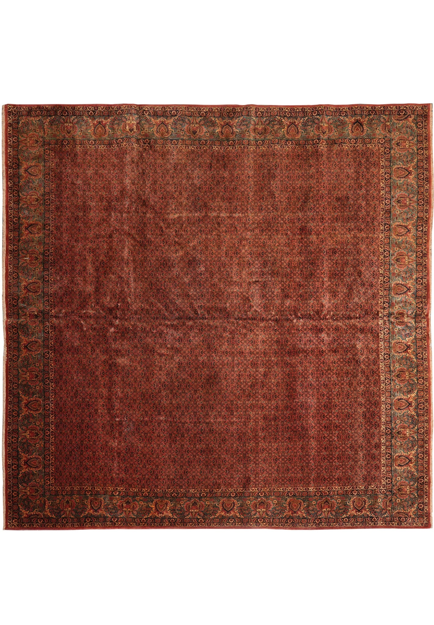 13 x 13 Persian Bijar Herat Hand Knotted Wool Rug Iran (1 of 11)