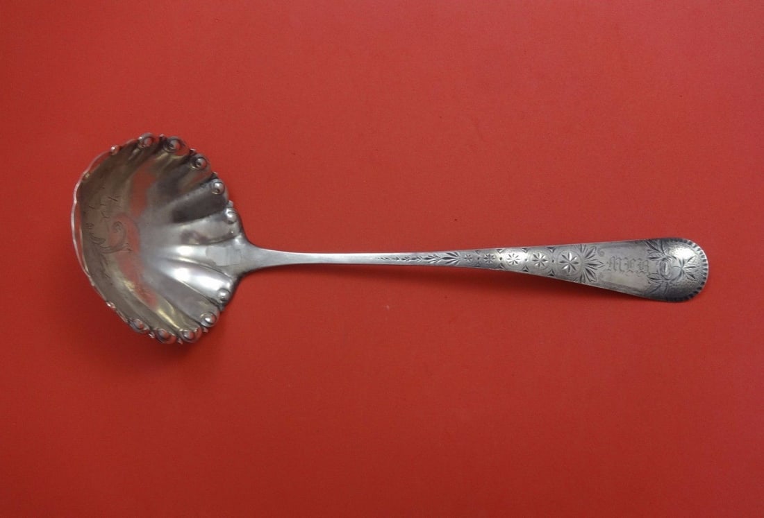 Gorham Astor Sterling Silver Soup Ladle 12 1/8 Inch Monogrammed: Gorham Astor Sterling Silver Soup Ladle 12 1/8 Inch Monogrammed This exquisite soup ladle features the elegant Astor pattern by Gorham. Crafted from high-quality sterling silver, it measures 12 1/8 in