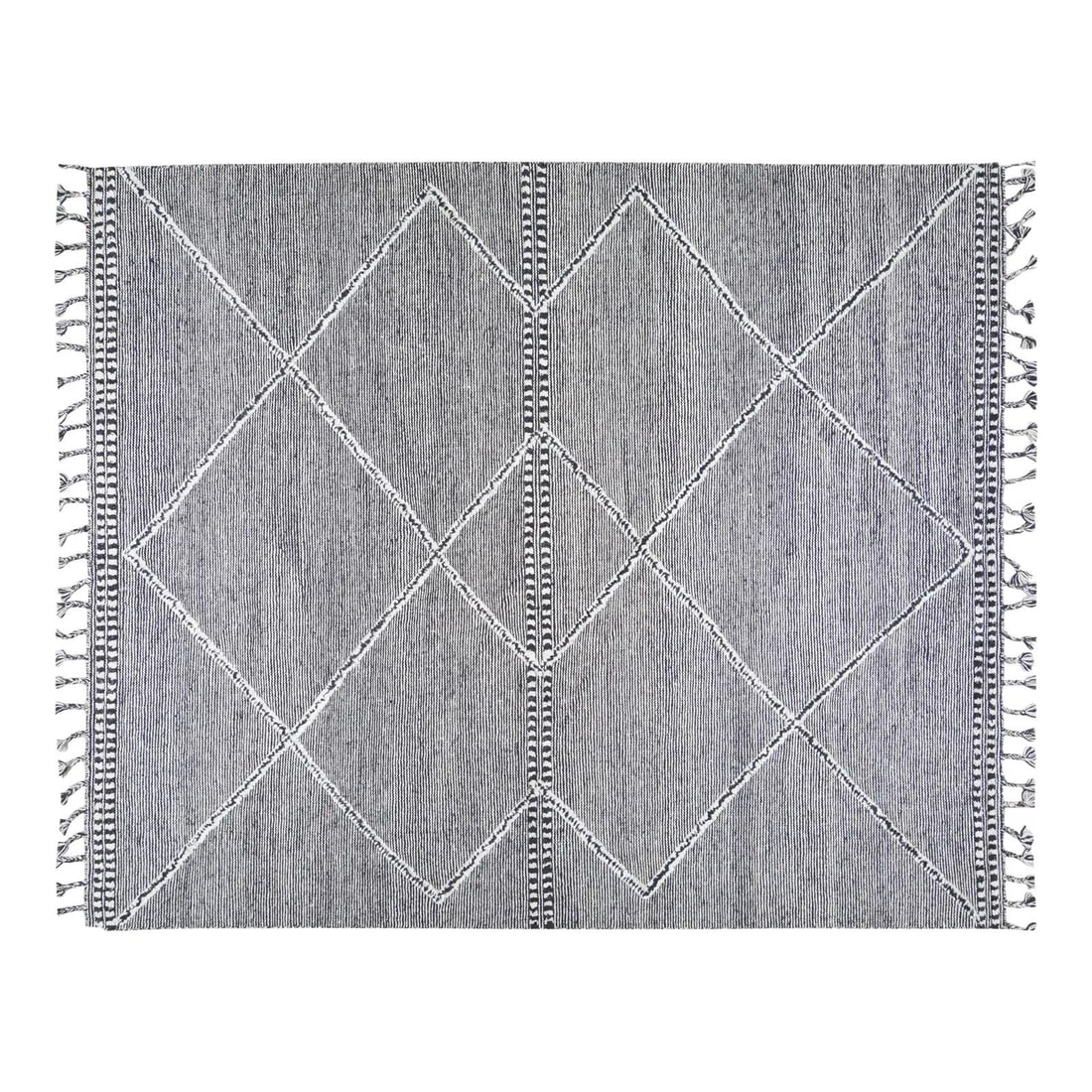11' x 14' Beni Ourain Moroccan Rug Hand Knotted Wool Contemporary Gray: 11' x 14' Beni Ourain Moroccan Rug Hand Knotted Wool Contemporary Gray This Moroccan Beni Ourain rug from the 1990s features a hand-knotted construction using organic wool, offering a soft texture and