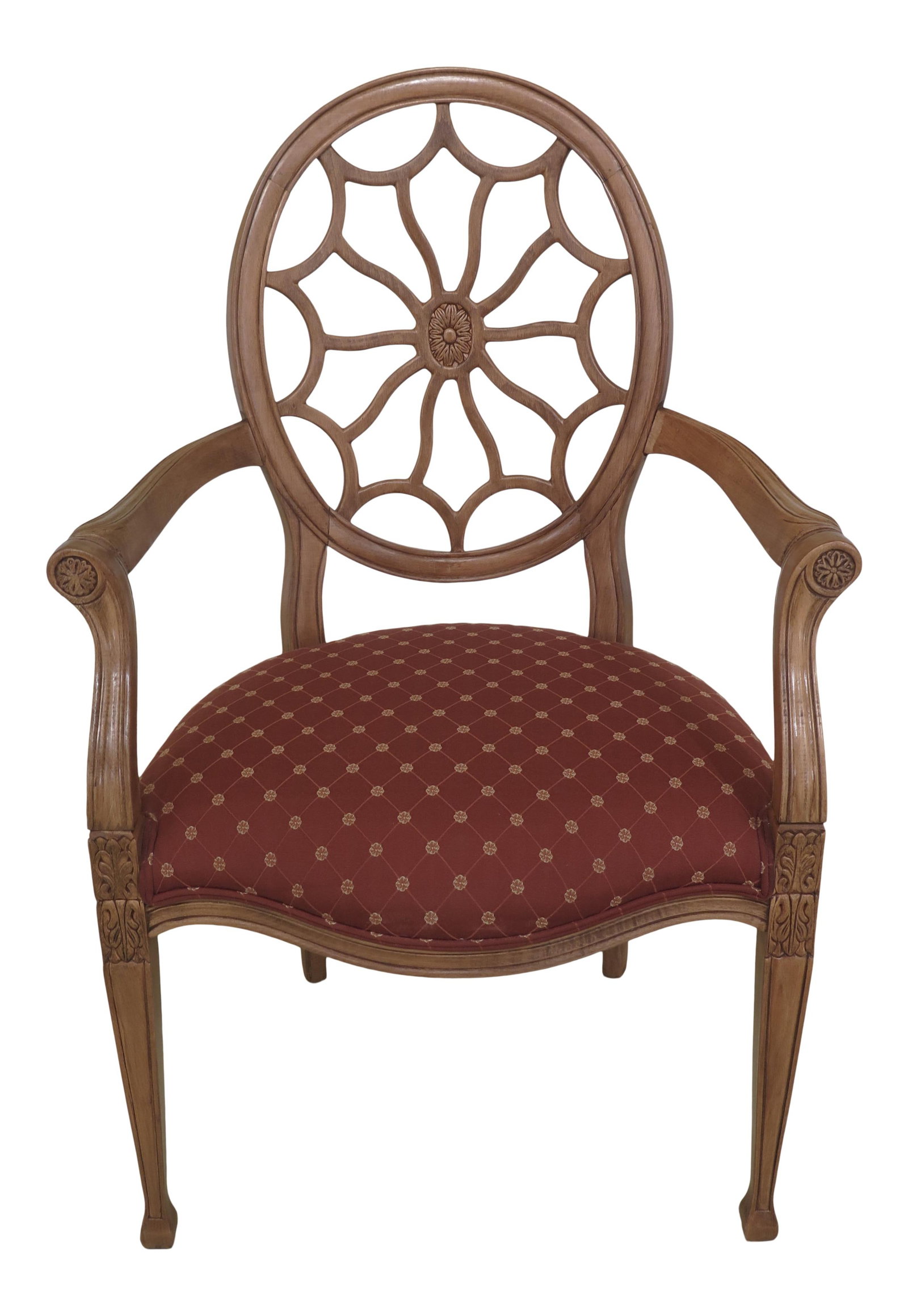 Elegant Federal Style Open Armchair in Light Satinwood Finish (1 of 10)