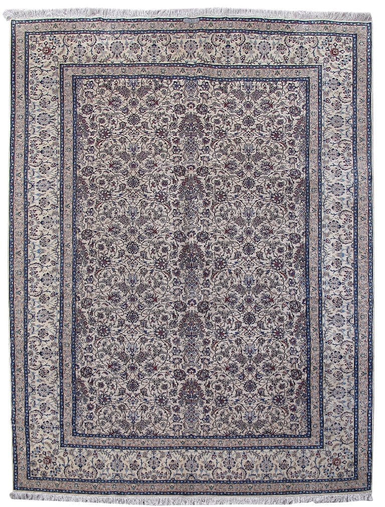 8.5 x 11.7 Habibian Signed Persian Nain Rug Wool Silk 500 KPSI Rare All Over Pattern: 8.5 x 11.7 Habibian Signed Persian Nain Rug Wool Silk 500 KPSI Rare All Over Pattern Free continental US Shipping This 8.5 x 11.7-foot Persian Nain rug is a signed work from the Habibian Master Worksh