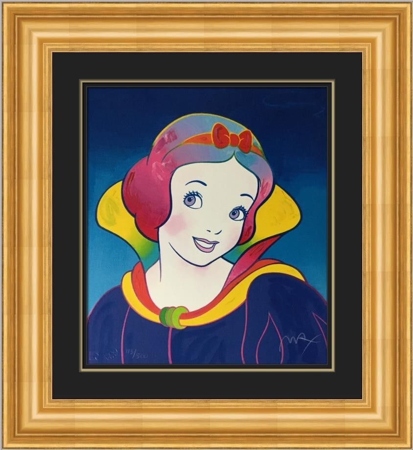 Framed Peter Max Snow White Disney Suite Signed Numbered Serigraph: Framed Peter Max Snow White Disney Suite Signed Numbered Serigraph This is a pre-owned Peter Max limited edition serigraph from the Snow White Disney Suite, signed and numbered by the artist. It is a 