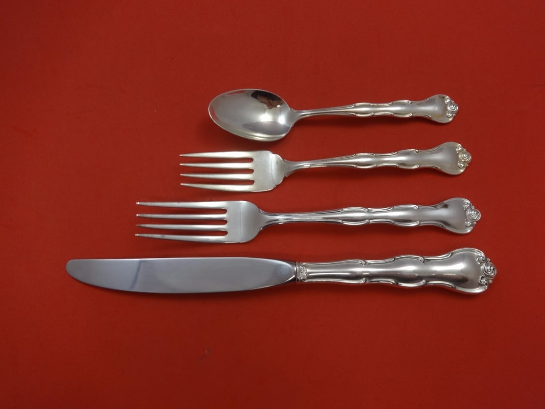 Gorham Rondo Sterling Silver 4pc Place Setting Flatware: Gorham Rondo Sterling Silver 4pc Place Setting Flatware Enhance your dining experience with this exquisite 4-piece place setting from the Rondo pattern by Gorham. Crafted from high-quality sterling si