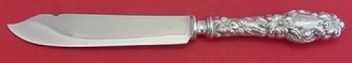 Dominick & Haff Blossom Sterling Silver Fish Knife 8 3/8" Monogrammed: Dominick & Haff Blossom Sterling Silver Fish Knife 8 3/8" Monogrammed This exquisite fish knife from the Blossom pattern by Dominick and Haff features a hollow handle crafted from sterling silver, com