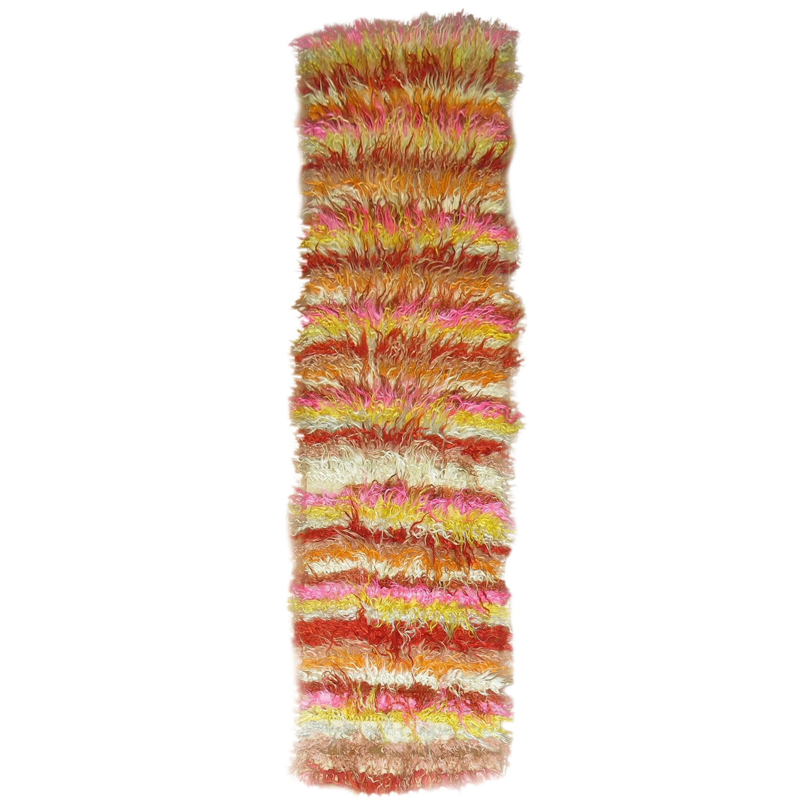 Wool Hand Knotted Turkish Tulu Shag Runner 28 x 105 in: Wool Hand Knotted Turkish Tulu Shag Runner 28 x 105 in This Turkish Tulu Filikli runner is a hand-knotted wool rug from the mid-20th century, crafted circa 1950. Featuring its original size and colors