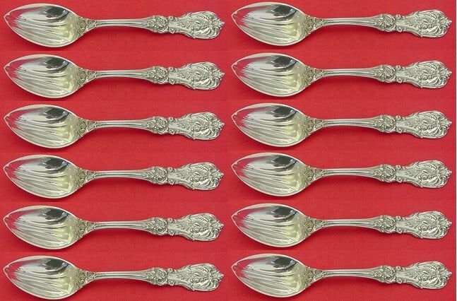 Set of 12 Reed & Barton Francis I Sterling Silver Grapefruit Spoons: Set of 12 Reed & Barton Francis I Sterling Silver Grapefruit Spoons Enhance your dining experience with this exquisite set of 12 grapefruit spoons from Reed & Barton, featuring the elegant Francis I p