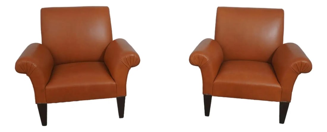 George Smith Brown Leather Butterfly Club Chair Pair (1 of 10)