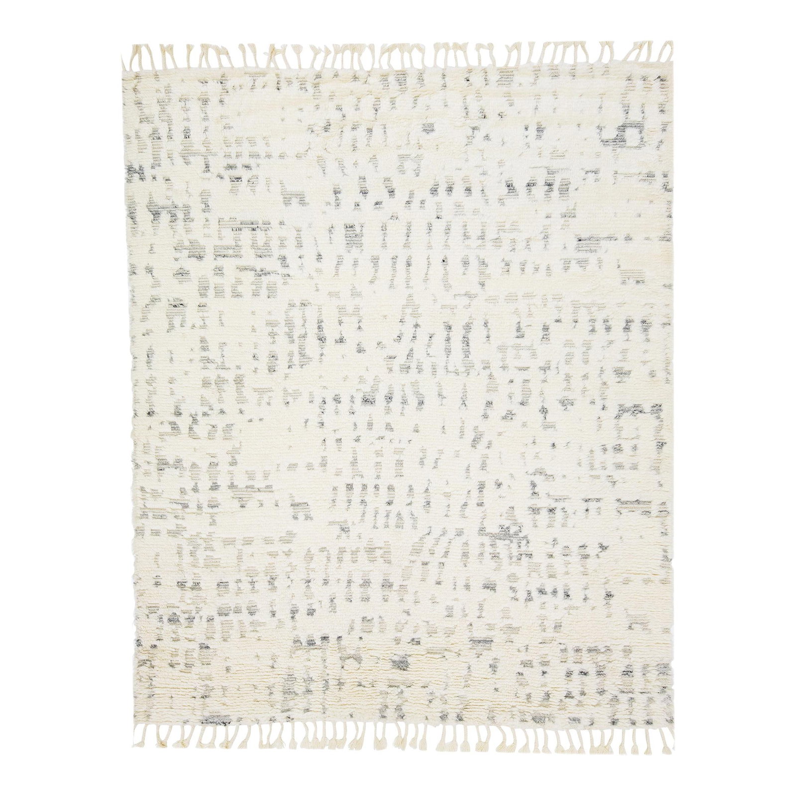 Beige Abstract Wool Rug 8' x 10' Moroccan Style Handcrafted: Beige Abstract Wool Rug 8' x 10' Moroccan Style Handcrafted Elevate your living space with this exquisite handcrafted wool rug, featuring an elegant Moroccan pattern woven in sophisticated shades of g