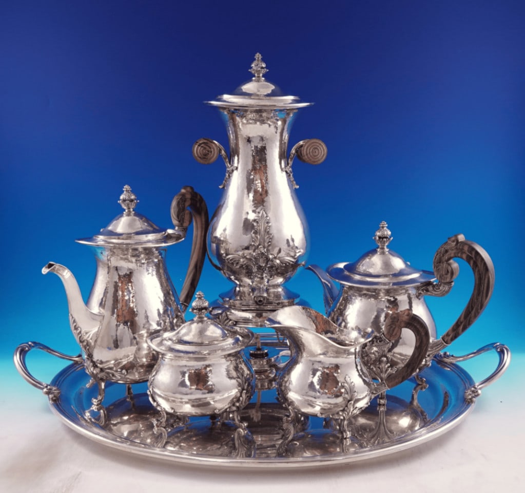 Buccellati Laura Sterling Silver 5 Piece Tea Coffee Service with Tray (1 of 18)