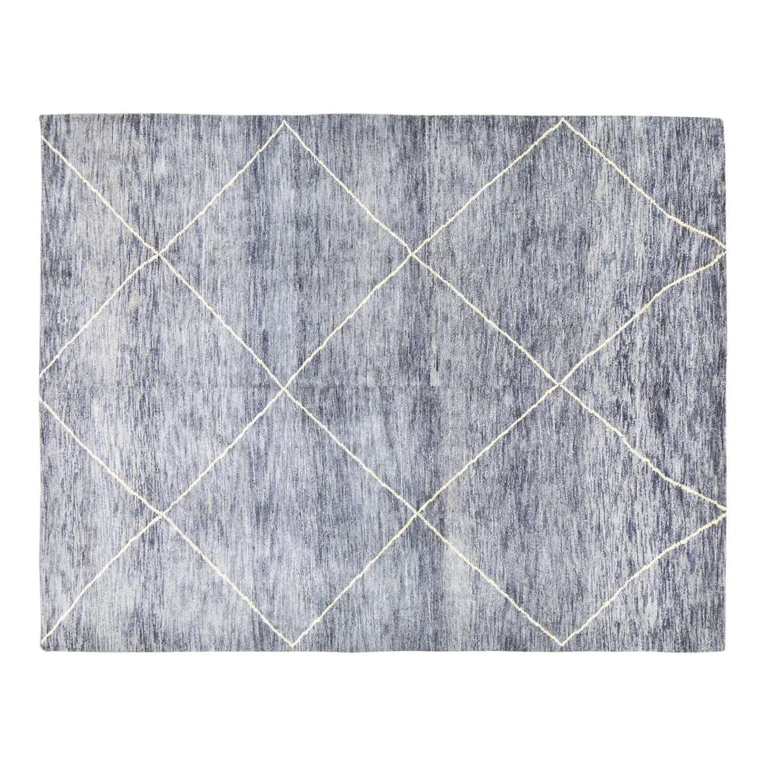 Slate Gray Wool Area Rug Hand Knotted Modern Moroccan Style 7'9 x 10': Slate Gray Wool Area Rug Hand Knotted Modern Moroccan Style 7'9 x 10' This Moroccan modern hand-knotted wool rug is crafted using traditional methods, combining timeless artistry with a contemporary d