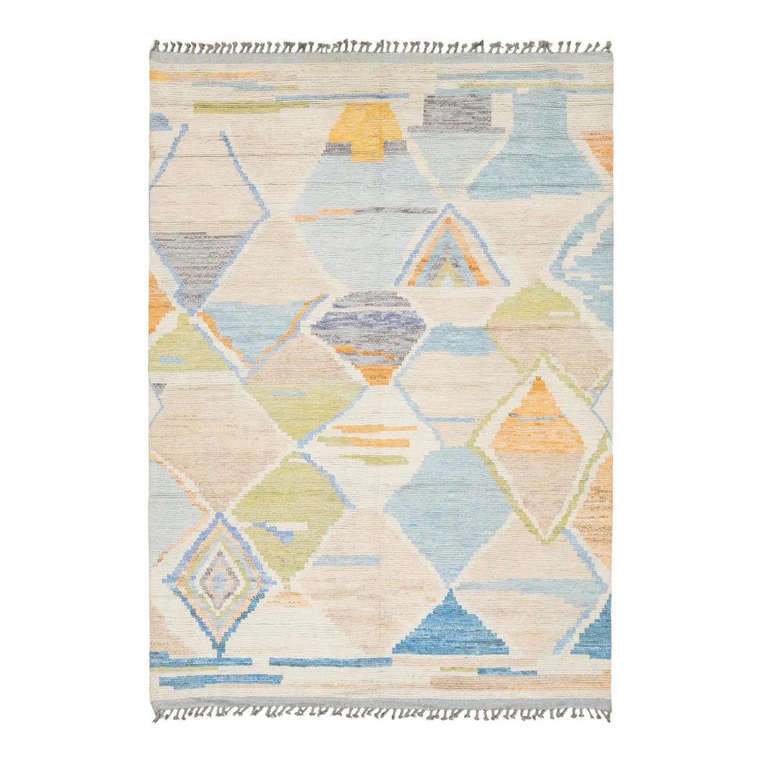 Hand-knotted wool Moroccan style rug 8'11" x 12'9" abstract geometric (1 of 10)