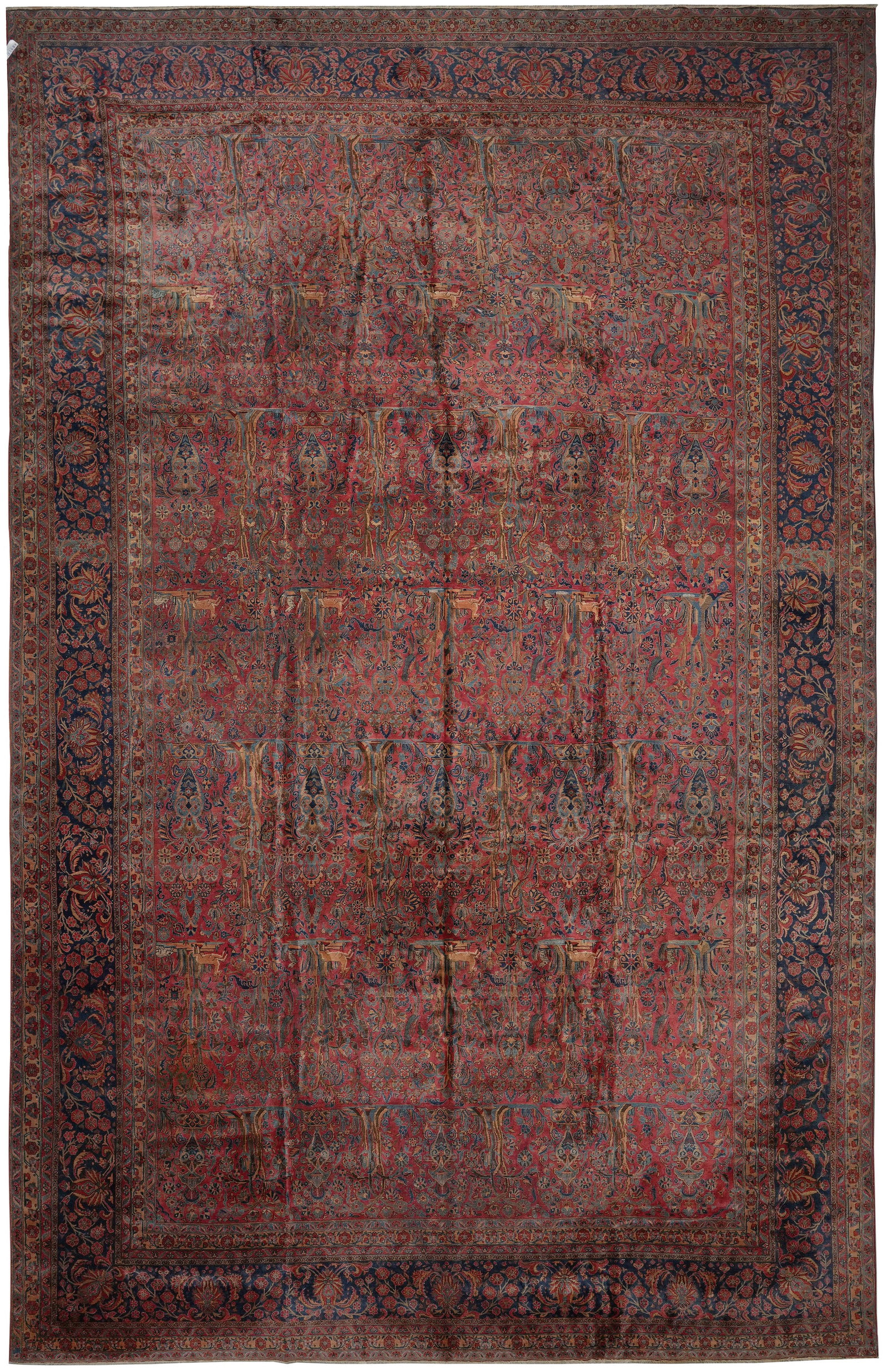 Antique 13 x 22.3 Persian Kashan Rug Hand Knotted Wool Trees Birds Deers: Antique 13 x 22.3 Persian Kashan Rug Hand Knotted Wool Trees Birds Deers Free continental US Shipping This antique Persian Kashan rug from the 1930s is hand-knotted from premium quality wool, offering