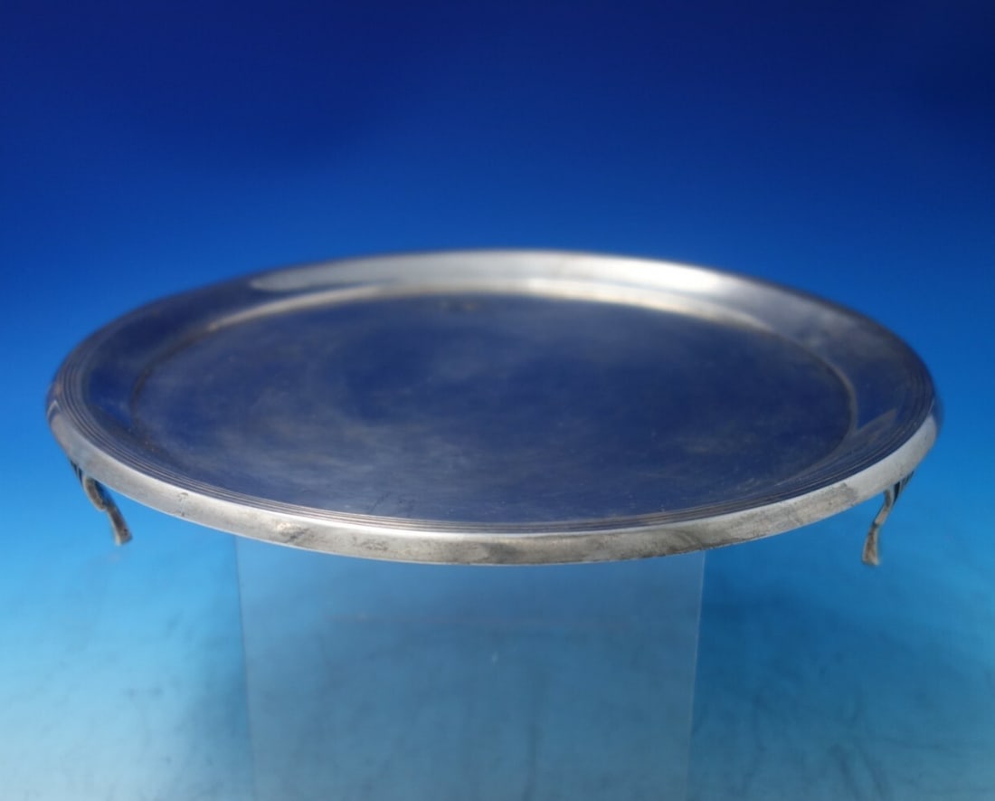 Circa 1830 Footed Coin Silver Salver Tray 10" 23.2 ozt (1 of 5)