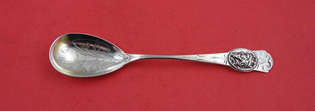 Sterling Silver Preserve Spoon by Peter L Krider 7 1/4 inches King Pattern: Sterling Silver Preserve Spoon by Peter L Krider 7 1/4 inches King Pattern This exquisite serving spoon features a pointed design and is crafted from high-quality sterling silver, showcasing the renow