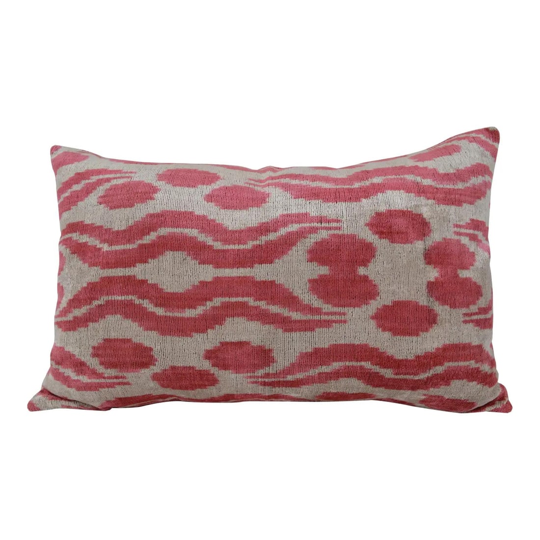 Pink Silk Ikat Velvet Pillow with Down Feather Insert (1 of 3)