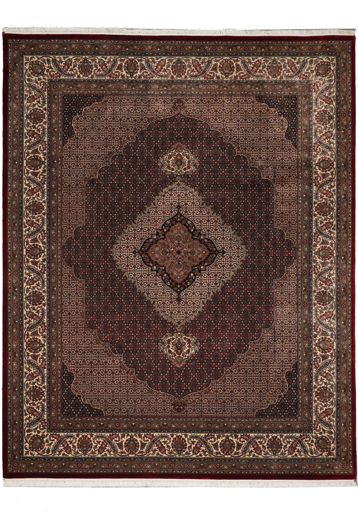 8 x 10 Persian Tabriz Mahi Herati Handmade Wool Silk Rug: 8 x 10 Persian Tabriz Mahi Herati Handmade Wool Silk Rug Free continental US Shipping This 8 x 10 handmade Mahi Herati Tabriz rug features a Persian all-over pattern based on the Herati motif, with a 
