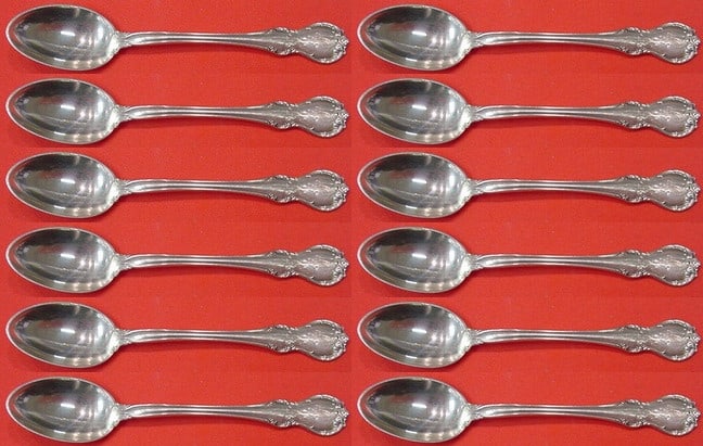 Towle French Provincial Sterling Silver Demitasse Spoon Set 12 Pieces: Towle French Provincial Sterling Silver Demitasse Spoon Set 12 Pieces This exquisite 12-piece demitasse spoon set features the elegant French Provincial pattern by Towle. Each spoon measures 4 1/4" an