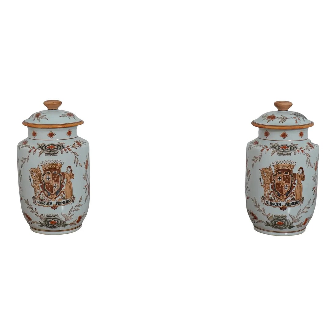 Amarial Chinese Porcelain Vessel Jars with Lids Hand Painted Floral Design (1 of 10)