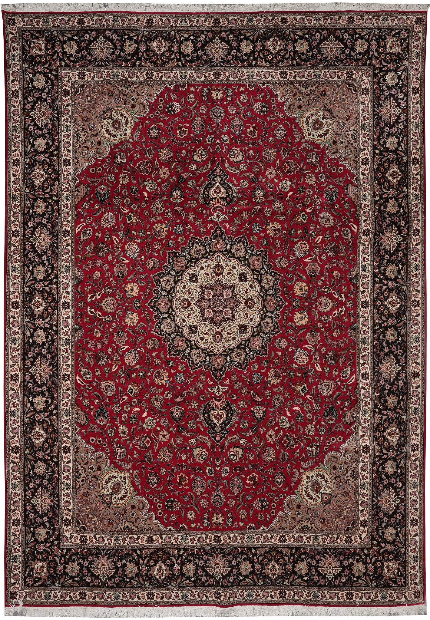 Authentic Persian Tabriz Rug 10 x 13.8 ft 400 KPSI Wool Silk Iran: Authentic Persian Tabriz Rug 10 x 13.8 ft 400 KPSI Wool Silk Iran Free continental US Shipping This authentic Persian Tabriz rug showcases exquisite craftsmanship, hand-knotted in Iran with a remarkab