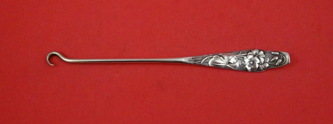 Sterling Silver Button Hook Flora Pattern by Shiebler with Geranium 6 5/8" (1 of 2)