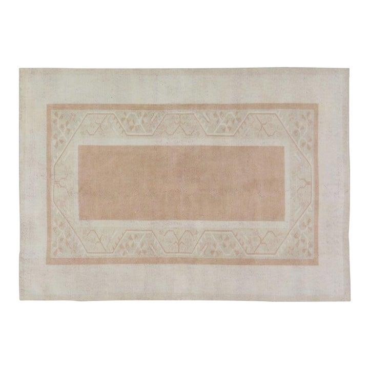 Anatolian Wool Hand-Knotted Area Rug 5'2" x 7'3" Vintage Turkish: Anatolian Wool Hand-Knotted Area Rug 5'2" x 7'3" Vintage Turkish This vintage Turkish Anatolian hand-knotted wool rug showcases traditional craftsmanship with a modern design sensibility. Made from so