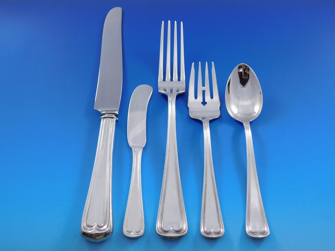 Dominick & Haff Lexington Sterling Silver Flatware Set 42 pcs with Storage Chest: Dominick & Haff Lexington Sterling Silver Flatware Set 42 pcs with Storage Chest This stunning Lexington flatware set by Dominick & Haff is a remarkable collection consisting of 42 pieces, crafted fro