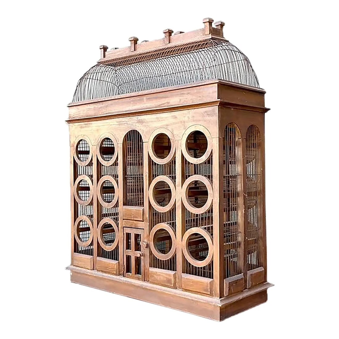Gothic birdcage style wood wine cabinet with wire domed top (1 of 10)