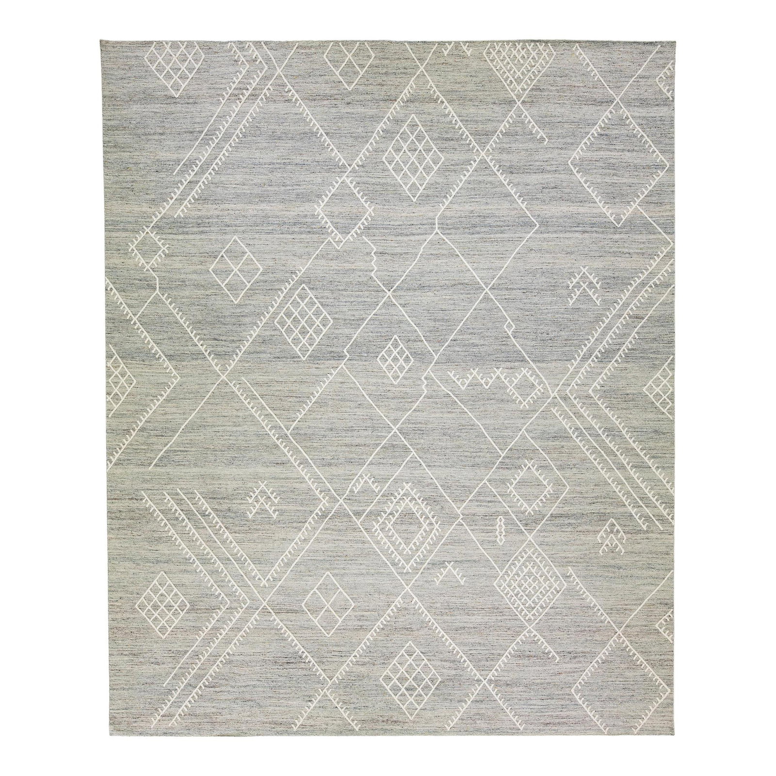 Nantucket Gray Wool Flatweave Kilim Rug 12'2" x 14'11" Coastal Design (1 of 10)