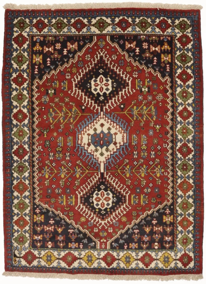 Handmade Vintage Tribal Oriental Rug 4'10 x 3'7 Rusty Red Wool (1 of 17)