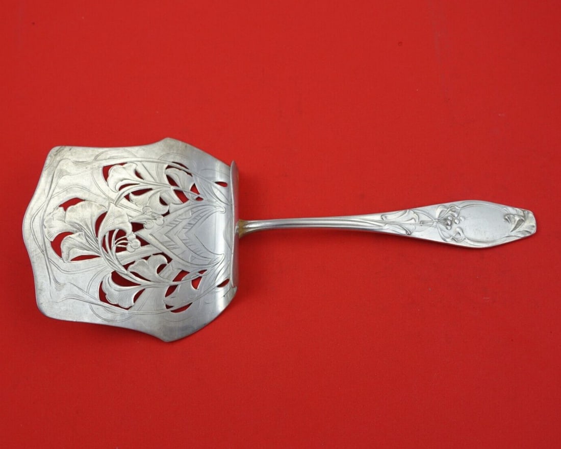 German Art Nouveau .800 Silver Asparagus Server Hooded 9 1/4" (1 of 3)