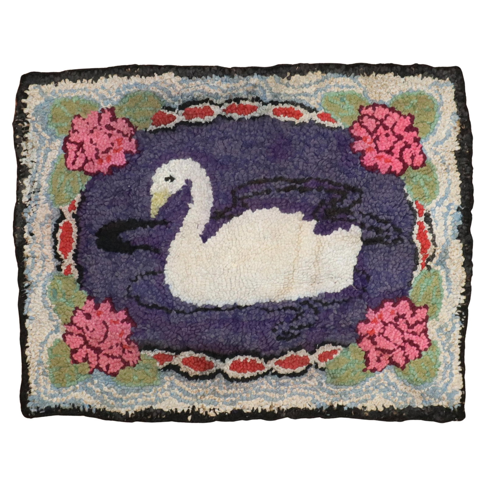 Zabihi Collection Handmade Duck Rug 24 x 30 Country Style Jute Wool: Zabihi Collection Handmade Duck Rug 24 x 30 Country Style Jute Wool This exquisite American hooked rug from the Zabihi Collection showcases a charming duck design. Hand-knotted with a combination of j