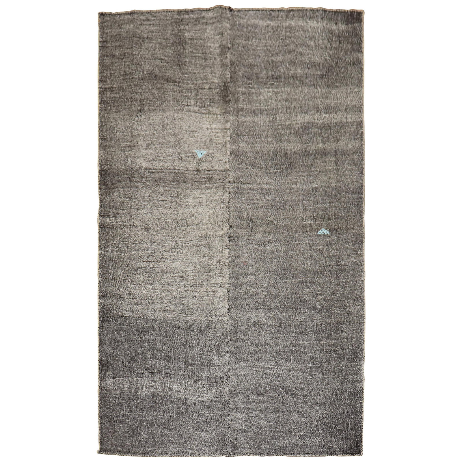 Mid-Century Modern Charcoal Turkish Kilim Hand-Knotted Wool 5'11" x 9'1" (1 of 6)
