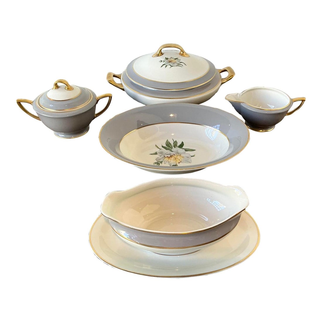 5 Piece Princess China Golden Peony Porcelain Serving Set (1 of 10)