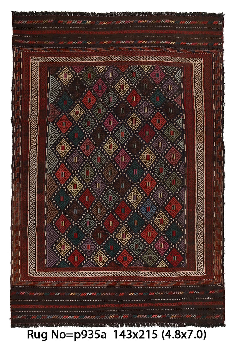 4.8 x 7.1 Tribal Afghan Wool Handmade Area Rug: 4.8 x 7.1 Tribal Afghan Wool Handmade Area Rug Free continental US Shipping Enhance your home with the 4.8 x 7.1 Tribal Flat Weave Afghan Wool Handmade Rug, a beautiful representation of traditional A