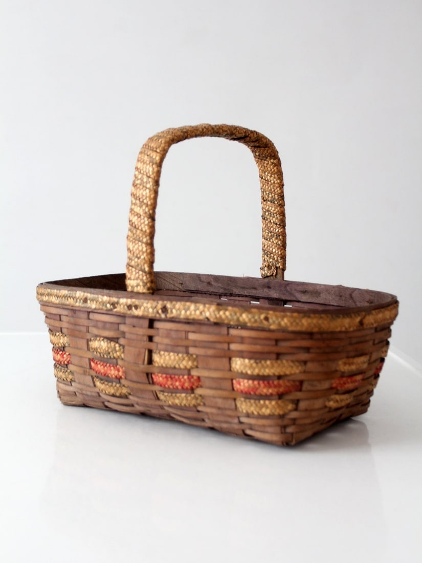 Honey Brown Woven Basket with Wrapped Handle (1 of 13)
