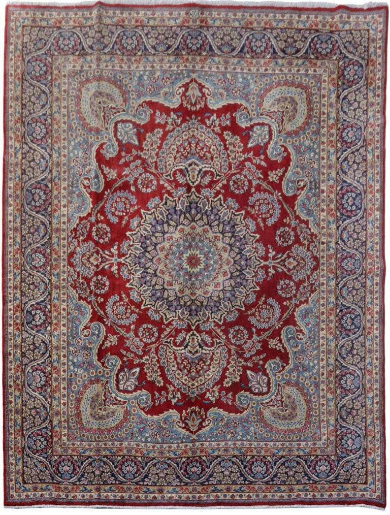 Luxurious 10' x 13' Ivory Signed Kerman Persian Rug Handmade in Iran (1 of 6)