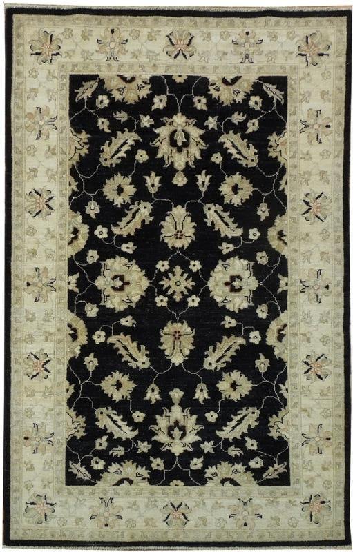 Black Chobi Handmade Peshawar Ziegler Rug 3'10 x 5'10 Premium Wool: Black Chobi Handmade Peshawar Ziegler Rug 3'10 x 5'10 Premium Wool Free continental US Shipping Transform your living space with this exquisite Black Chobi Handmade Peshawar Ziegler Style Rug. Measuri