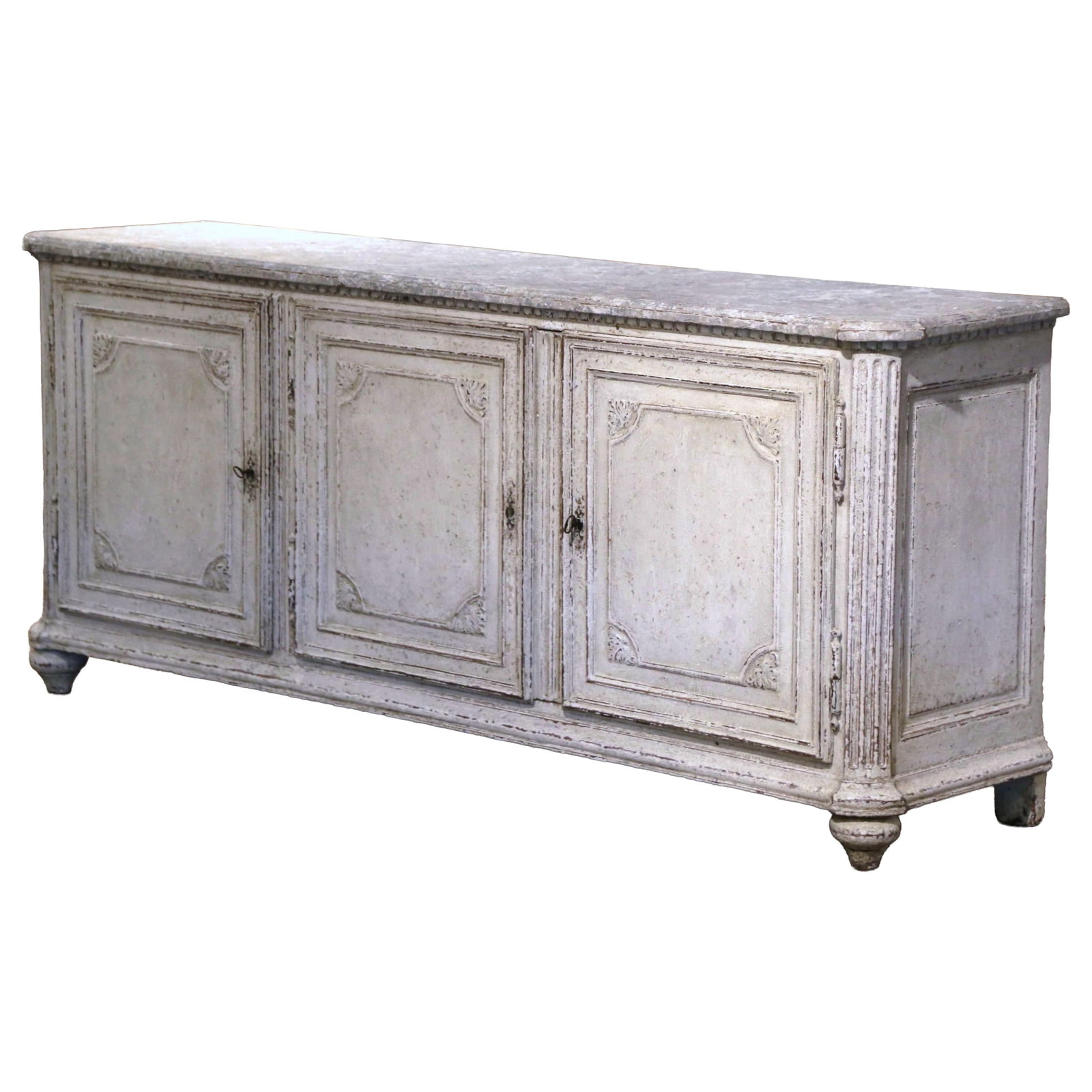 French Louis XIV Oak Enfilade Buffet Faux Marble Top (1 of 13)