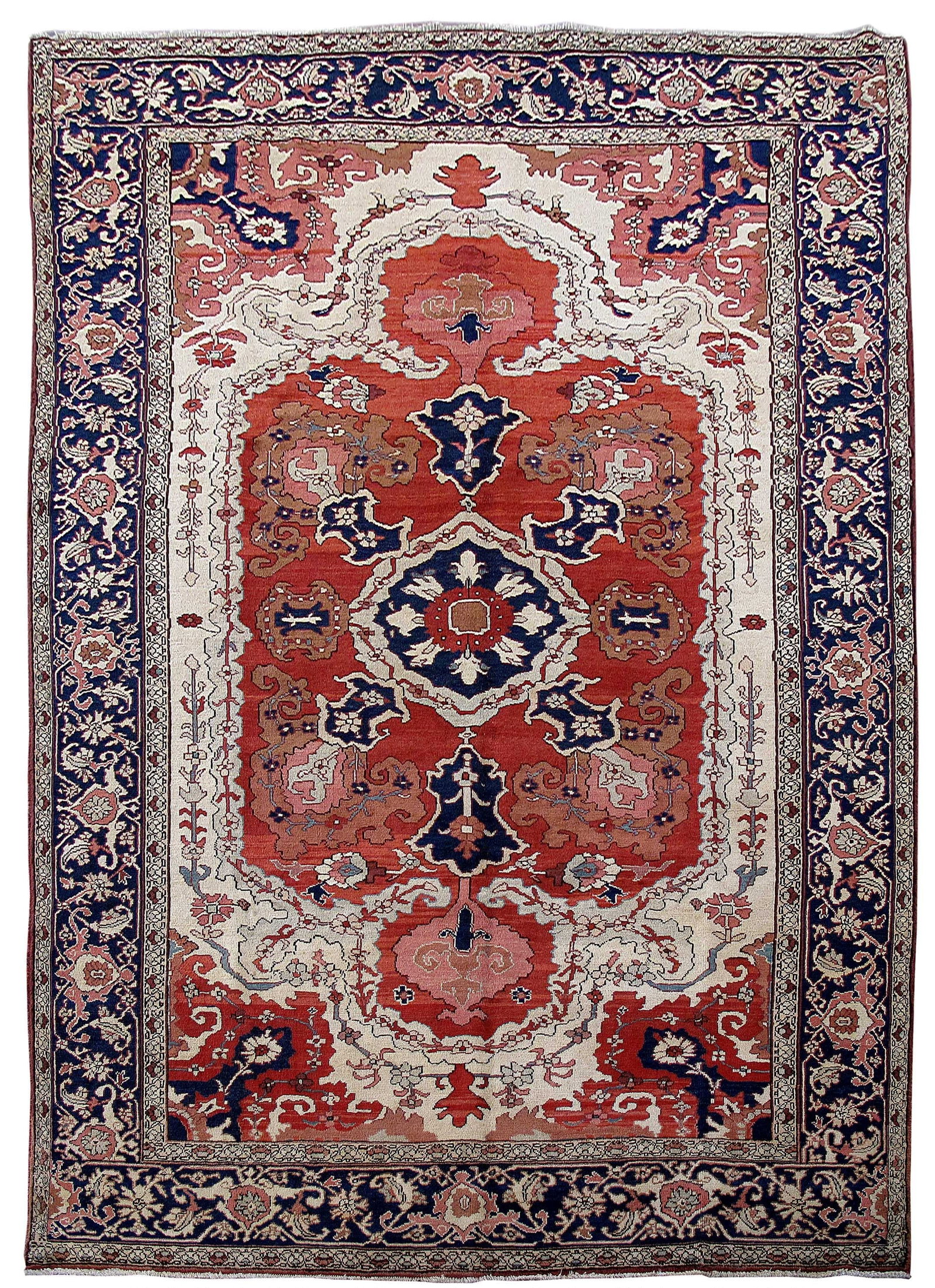 Authentic Persian Heriz Rug 8 x 11.8 Ivory Rare Geometric Wool (1 of 6)