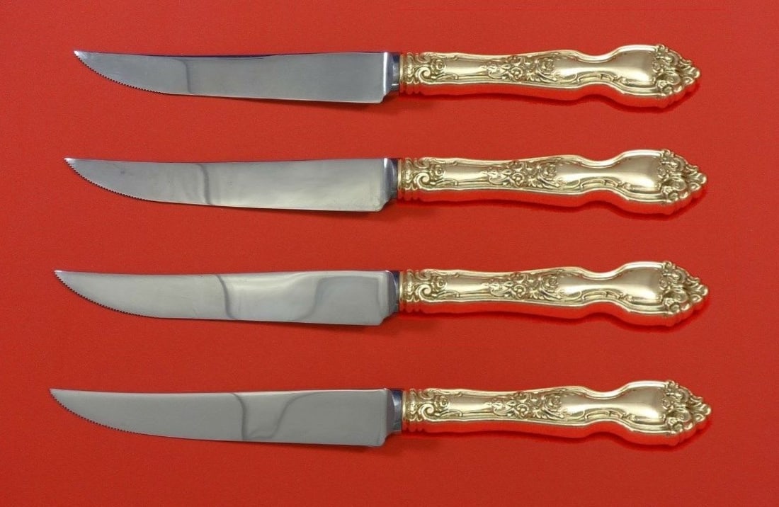 Wallace La Reine Sterling Silver Steak Knife Set 4pc Custom 8.5" (1 of 2)