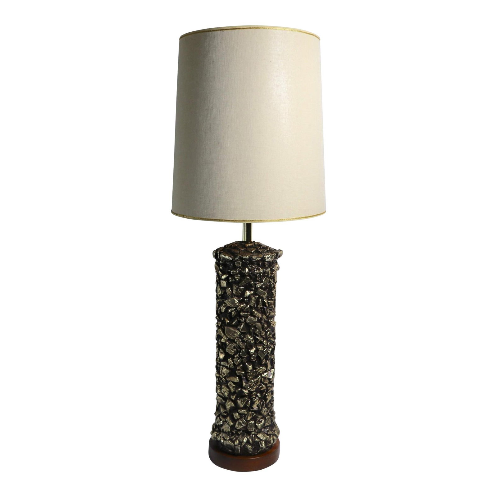 Brutalist Ceramic Table Lamp with Gold Nuggets 36 H (1 of 9)