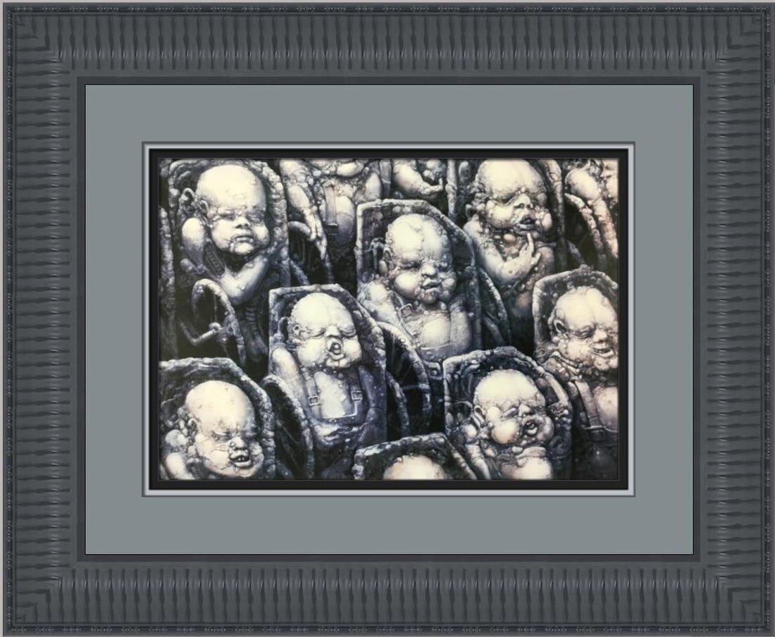 Framed H.R. Giger LANDSCAPE XXIX offset lithograph reproduction (1 of 2)