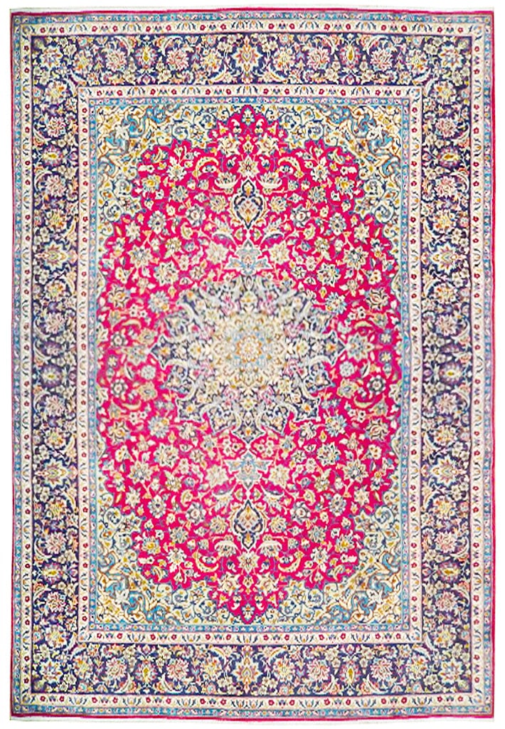 Handcrafted 9'5 x 13'7 Semi Antique Persian Najaf Esfahan Rug: Handcrafted 9'5 x 13'7 Semi Antique Persian Najaf Esfahan Rug Free continental US Shipping Experience the beauty of traditional craftsmanship with this exquisite semi-antique Persian Najaf Esfahan rug