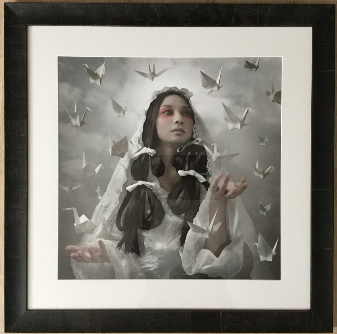 Kiyo Murakami Goddess of Origami Giclee Print Matted Framed 32x32: Kiyo Murakami Goddess of Origami Giclee Print Matted Framed 32x32 This stunning giclee print titled 'Goddess of Origami' by artist Kiyo Murakami showcases figurative art with a captivating art fantasy