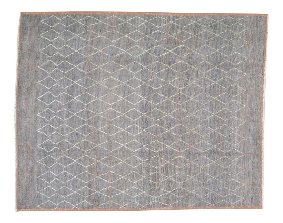 8'2" x 10'3" Beni Ourain Wool Rug in Natural Gray Hand Knotted Moroccan (1 of 7)