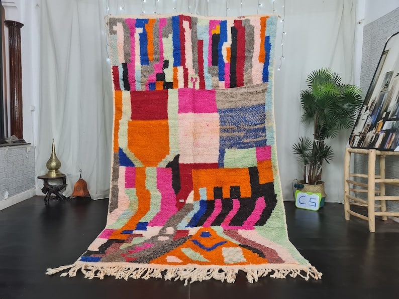 Authentic Handwoven Colorful Rug from Morocco 6.56 x 3.28 feet: Authentic Handwoven Colorful Rug from Morocco 6.56 x 3.28 feet Discover the charm of this authentic Fabulous Colorful Rug, handwoven by skilled Berber women weavers in the stunning Atlas Mountains of 