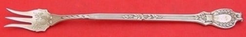 Durgin Du Barry Sterling Silver Large Cocktail Fork 7.5" Monogrammed: Durgin Du Barry Sterling Silver Large Cocktail Fork 7.5" Monogrammed This large cocktail fork from the Du Barry pattern by Durgin is crafted from high-quality sterling silver. Measuring 7 1/2 inches, 